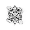 Triangular, seta, espada, cavaleiro templário tattoo design idea