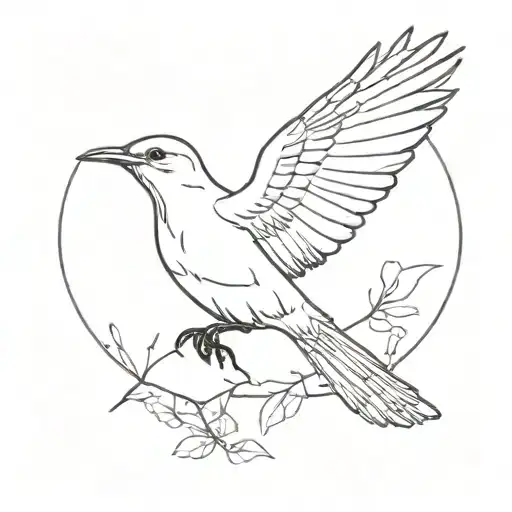 Mockingbird Flying tattoo design idea