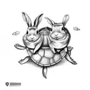 rabbit riding a turtle tattoo design idea
