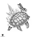 rabbit riding a turtle tattoo design idea