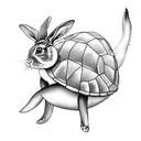 rabbit riding a turtle tattoo design idea