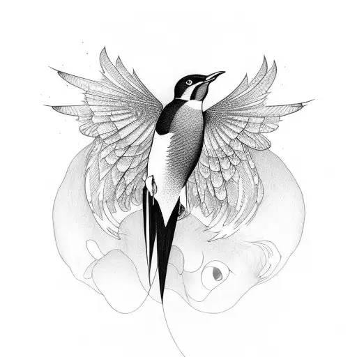 paracanthurus hepatus and woodpecker tattoo design idea