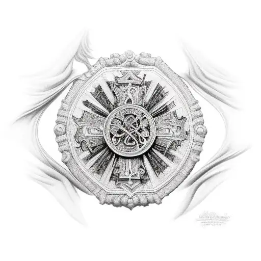 victorian cross tattoo design idea