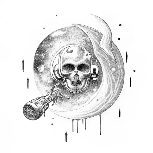 inner forarm angels and airwaves poet Anderson tattoo dripping down the front form arm to a galaxy with small space man tattoo design idea