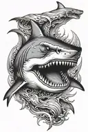 Shark showing jaws wide open tattoo design idea