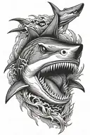 Shark showing jaws wide open tattoo design idea