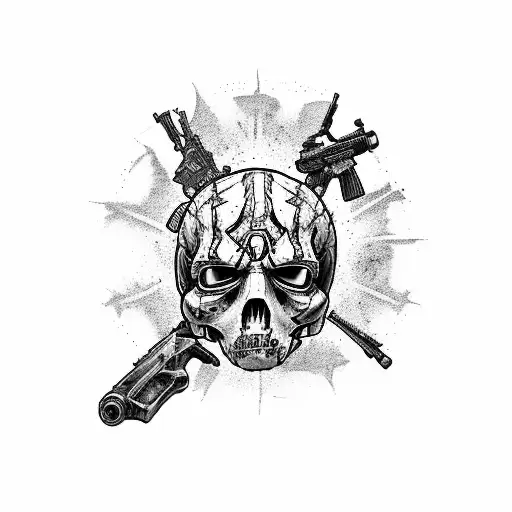 borderlands game with 3 psychos standing with guns tattoo design idea