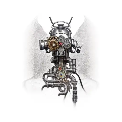 steampunk cyberpunk cowboy tattoo design idea