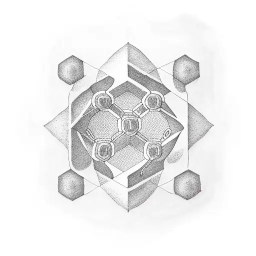 hexagon inside an octogon, small, minimalist tattoo design idea