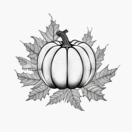pumpkin fall leaves oranges tattoo design idea