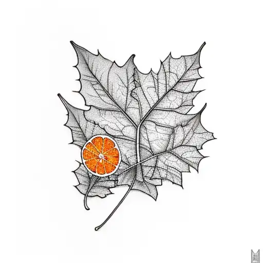 pumpkin fall leaves oranges tattoo design idea