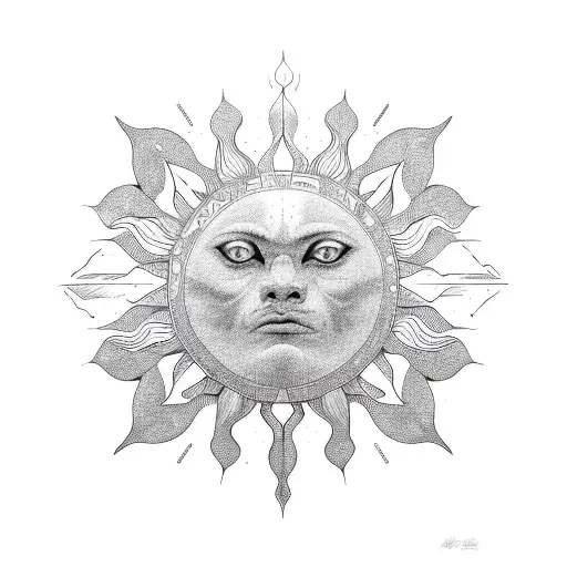 sun outline  tattoo design idea