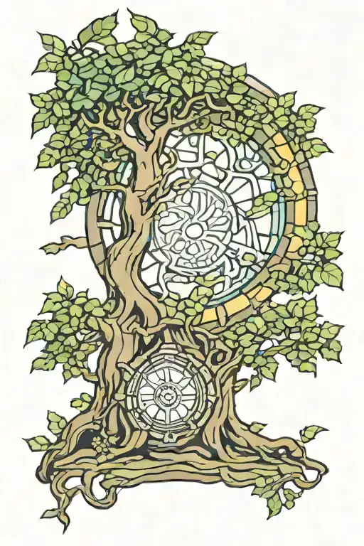 great deku tree stained glass window legend of zelda tattoo design idea