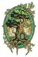 great deku tree stained glass window tattoo design idea