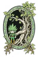 great deku tree stained glass window tattoo design idea
