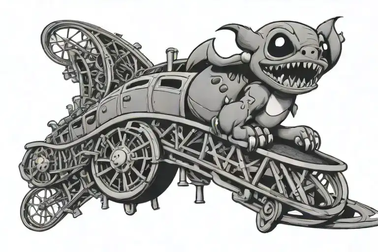 Stitch on a roller-coaster tattoo design idea