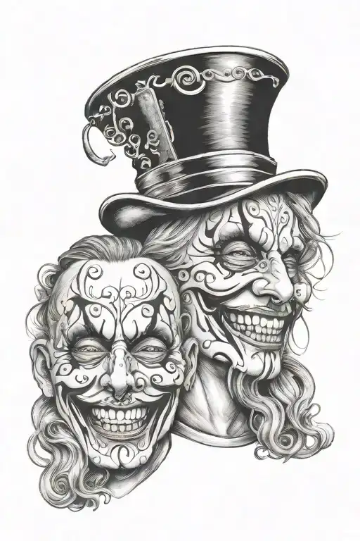 cry now laugh later mask tattoo design idea