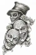 cry now laugh later mask tattoo design idea