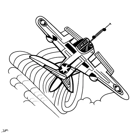 Avião clássico da segunda guerra Mundial P51 Mustang tattoo design idea