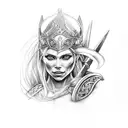 viking goddess Freya bust tattoo design idea
