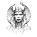 viking goddess Freya bust tattoo design idea