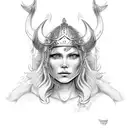viking goddess Freya bust tattoo design idea