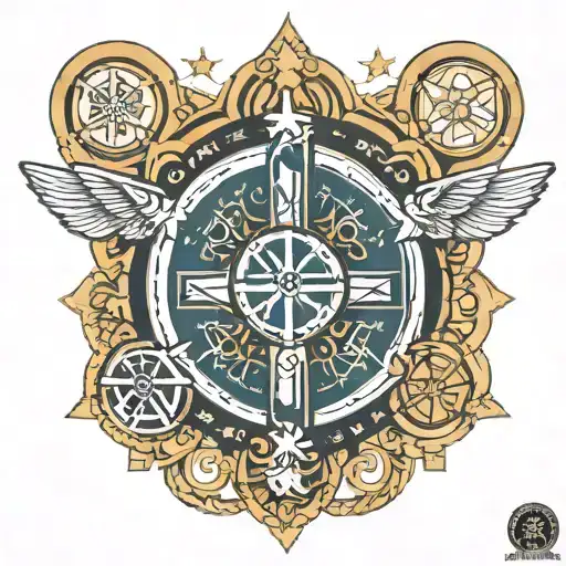 saint Benedict med size star tattoo design idea