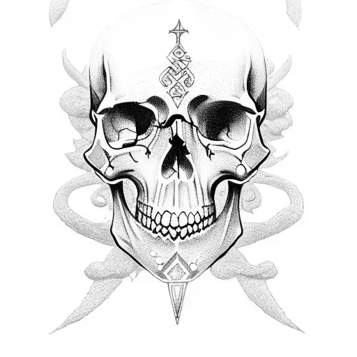 Dagger with skull tattoo design idea