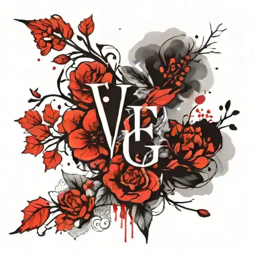 floral branch on one arm with the initials of Elisabetta Jessica Yuri tattoo design idea