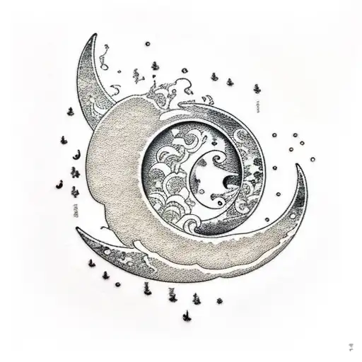 A delicate crescent moon with the number 143 tattoo design idea