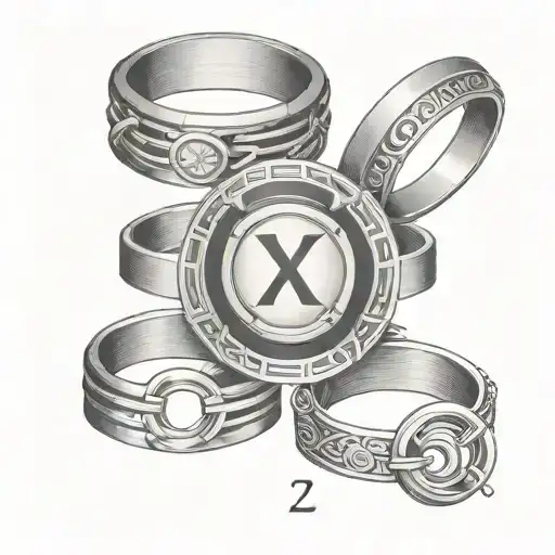 3 rings with roman numeral 2 tattoo design idea