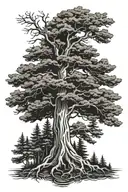 pine tree with roots around the state of Maine to symbolize new beginning, stregnth and finding my path   tattoo design idea
