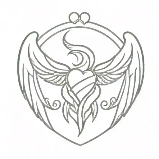 Valkyrie wing and heart tattoo design idea