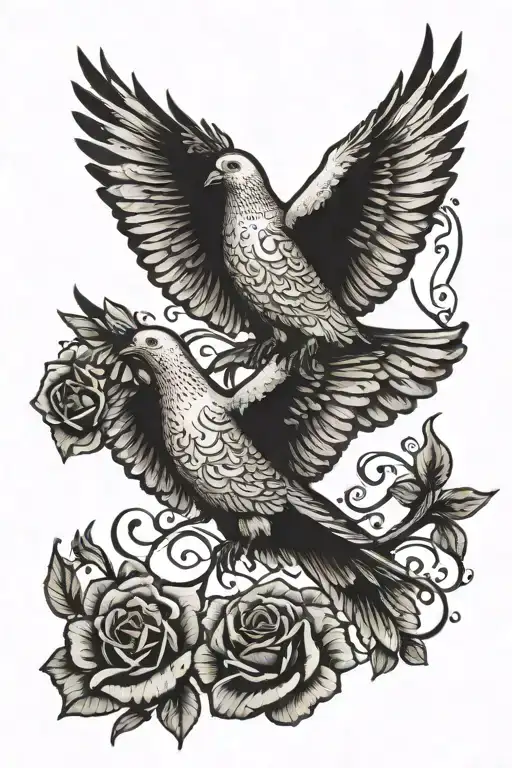 2 Dove with Psalm 23:4 tattoo design idea