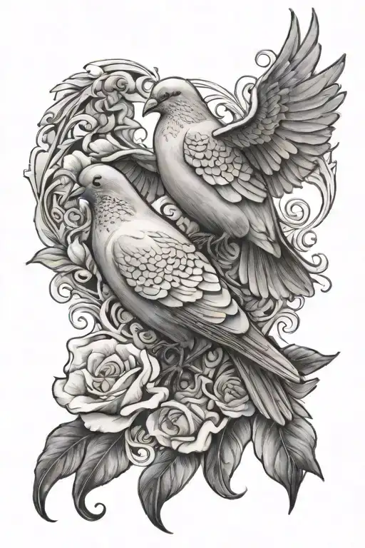 2 Dove with Psalm 23:4 tattoo design idea