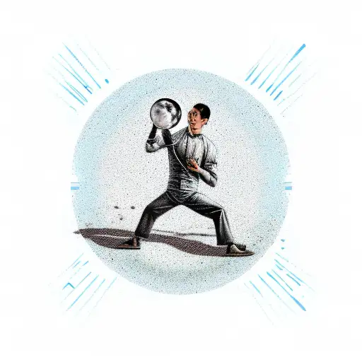 man reaching for the moon with earth chained to his ankle tattoo design idea