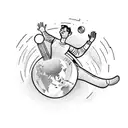 man reaching for the moon with earth as a ball and chain around his ankle tattoo design idea