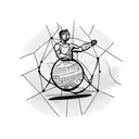 man reaching for the moon with earth as a ball and chain around his ankle tattoo design idea