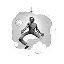 man reaching for the moon with earth as a ball and chain around his ankle tattoo design idea