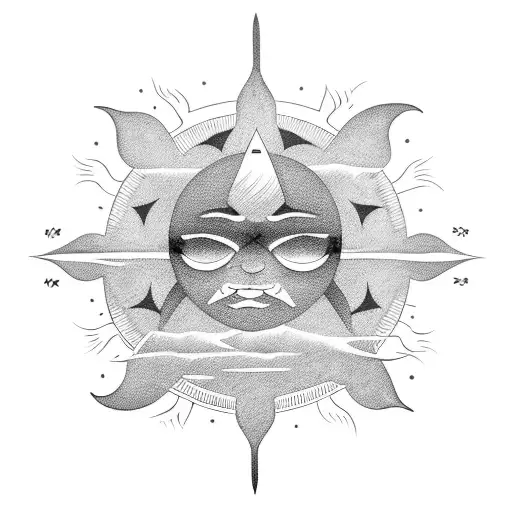 sun dance stick figure tattoo design idea