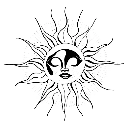 sun dance stick figure tattoo design idea