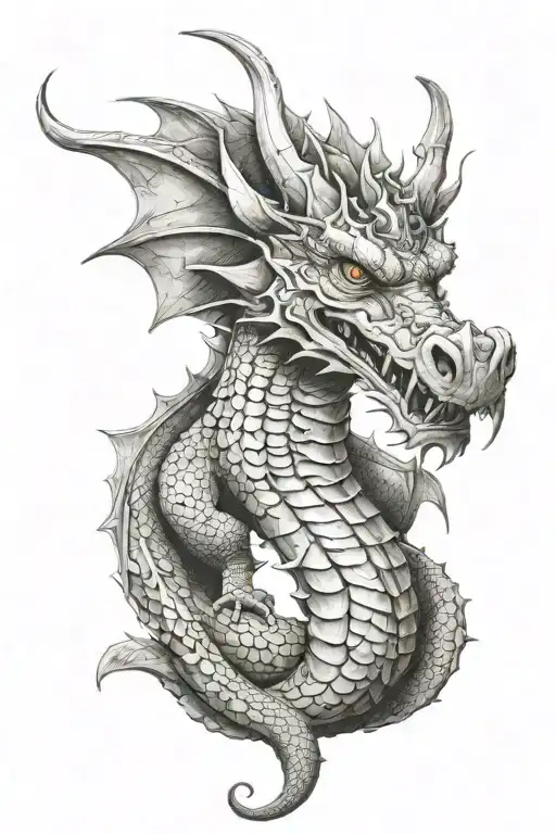 dragon wrapped with Latin phrase non ducor, duco  tattoo design idea