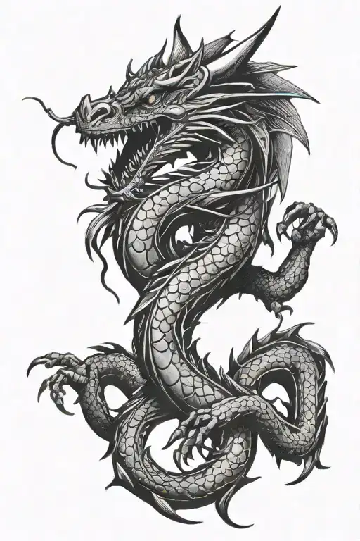 dragon wrapped with Latin phrase non ducor, duco  tattoo design idea