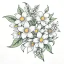 daisy sweetpea snowdrop peony Lilly  tattoo design idea