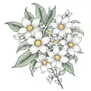 daisy sweetpea snowdrop peony Lilly  tattoo design idea