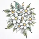 daisy sweetpea snowdrop peony Lilly  tattoo design idea