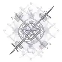 DNA molecule pierced by a sword tattoo design idea