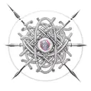 DNA molecule pierced by a sword tattoo design idea