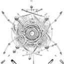 DNA molecule pierced by a sword tattoo design idea