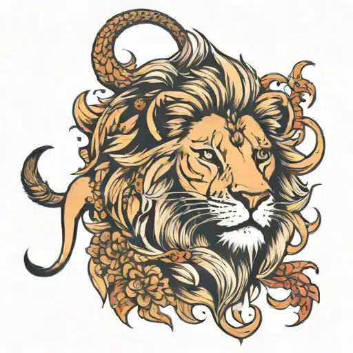 lion with two tattoo design idea